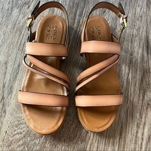 Naturalizer Shelby sandals, tan leather.
